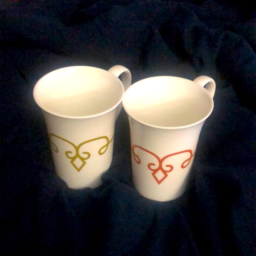 Set 2 Starbucks Mug White Green & Brown Coffee Cup